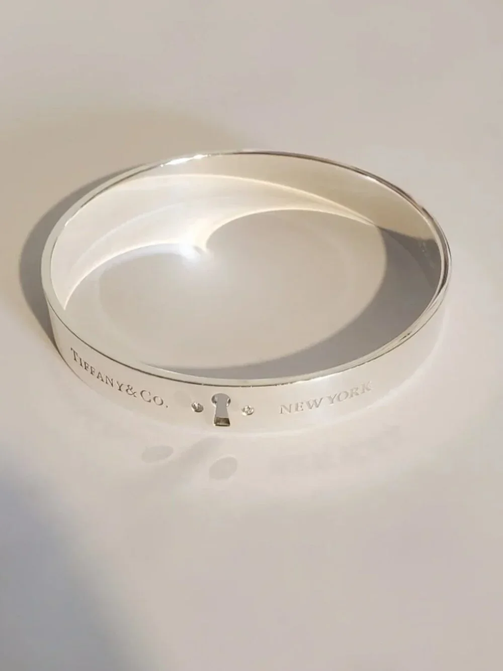 Like New Tiffany & Co. Diamond Keyhole Bangle Bracelet